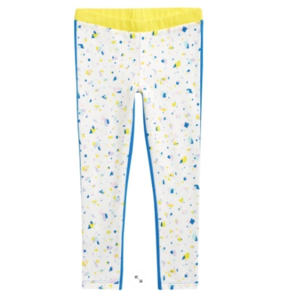 Open Edit Kids Leggings Organic Cotton Size 3 Color Block Ivory Cloud Terrazzo